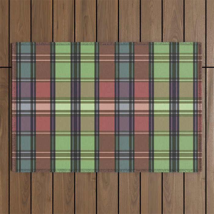 Fusion Colorful Toned Grids C Outdoor Rug Gallery Image 1