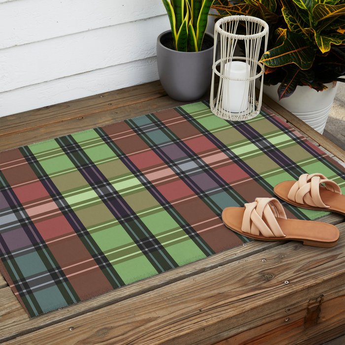 Fusion Colorful Toned Grids C Outdoor Rug Gallery Image 2