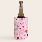 Pink valentine's Day with Kisses, Cupcakes and Roses Wine Chiller Gallery Image 3