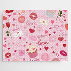 Pink valentine's Day with Kisses, Cupcakes and Roses Jigsaw Puzzle Gallery Image 1