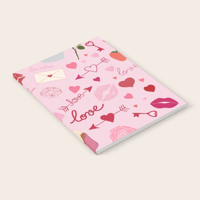 Pink valentine's Day with Kisses, Cupcakes and Roses Notebook Gallery Image 2