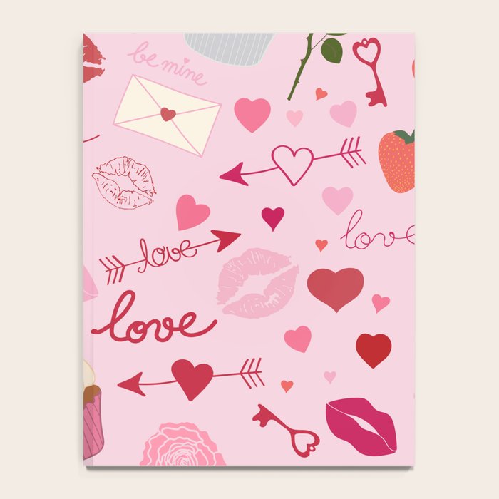 Pink valentine's Day with Kisses, Cupcakes and Roses Notebook Gallery Image 4
