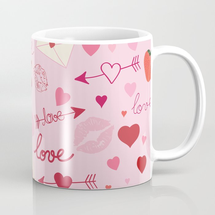 Pink valentine's Day with Kisses, Cupcakes and Roses Coffee Mug Gallery Image 1