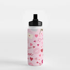 Pink valentine's Day with Kisses, Cupcakes and Roses Water Bottle Gallery Image 2