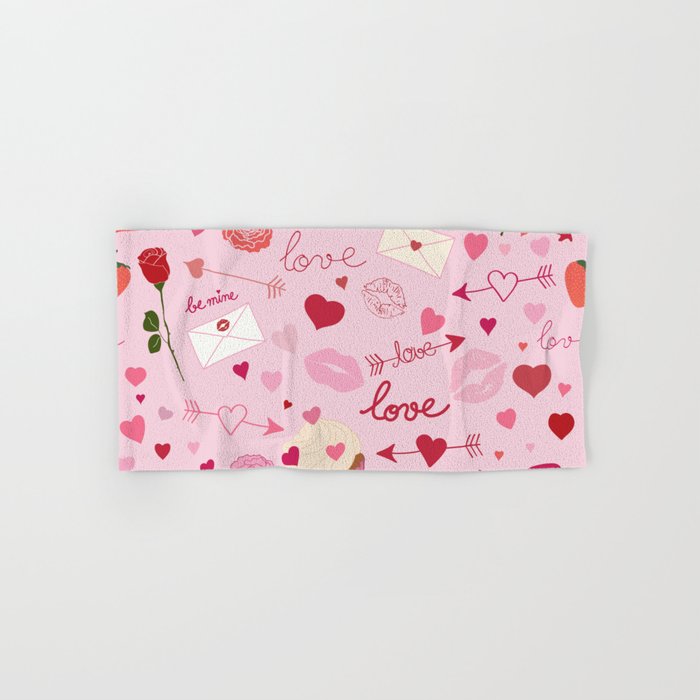 Pink valentine's Day with Kisses, Cupcakes and Roses Bath Towel Gallery Image 1