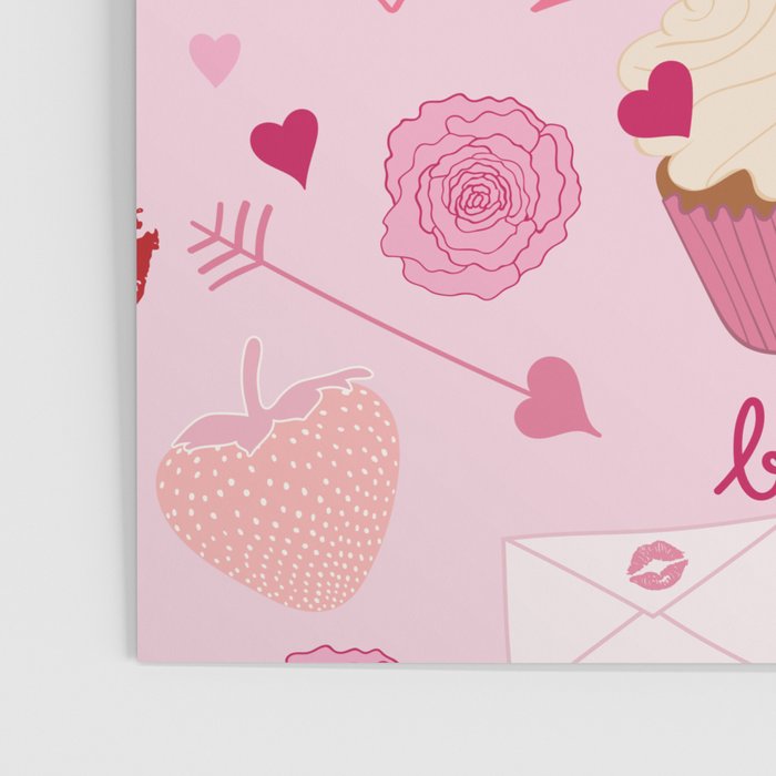 Pink valentine's Day with Kisses, Cupcakes and Roses Poster Gallery Image 3
