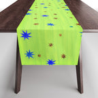Celestial Star Twinkle in Galaxy Green Watercolor Table Runner Gallery Image 1