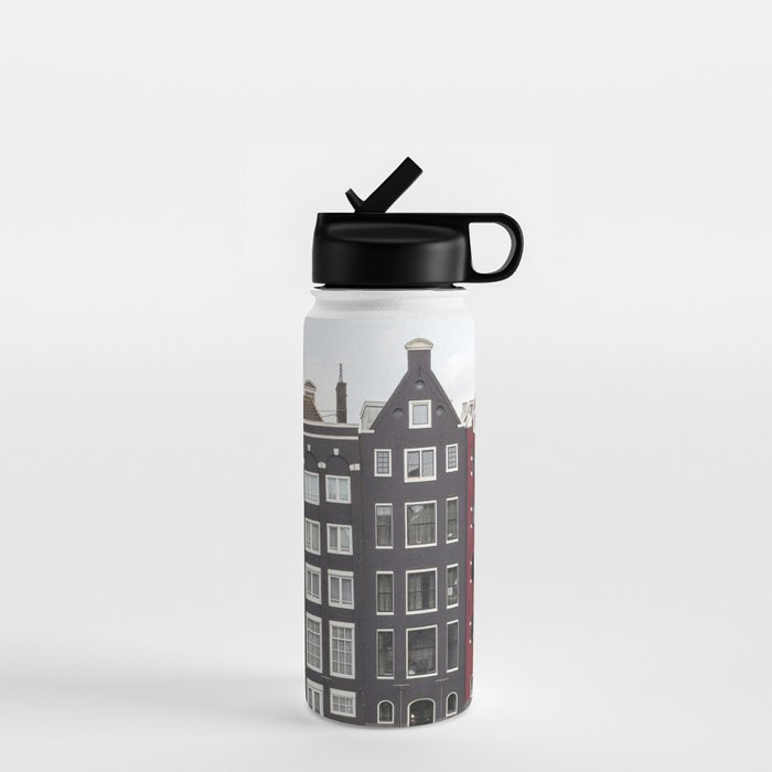 Buildings In Amsterdam City Picture | Dutch Canals Colorful Architecture Art Print | Europe Travel Photography Water Bottle Gallery Image 1