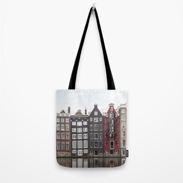 Buildings In Amsterdam City Picture | Dutch Canals Colorful Architecture Art Print | Europe Travel Photography Tote Bag Gallery Image 2