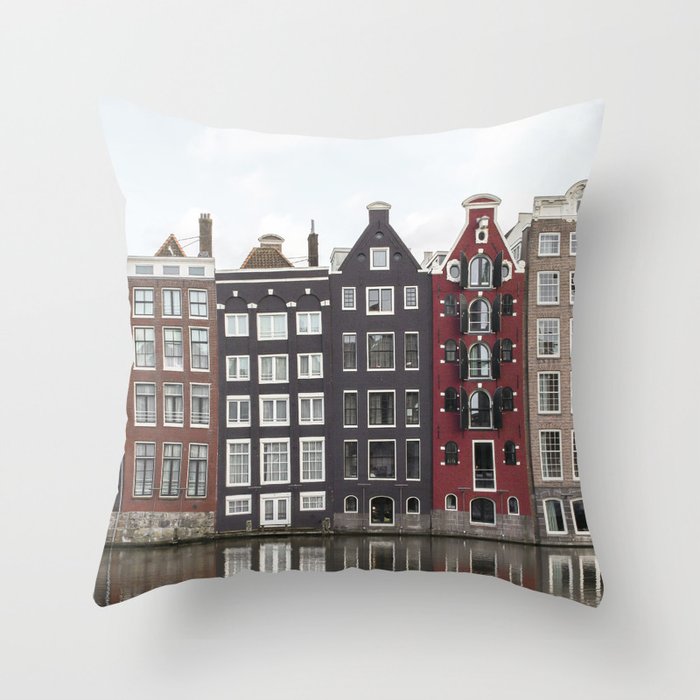 Buildings In Amsterdam City Picture | Dutch Canals Colorful Architecture Art Print | Europe Travel Photography Throw Pillow Gallery Image 6
