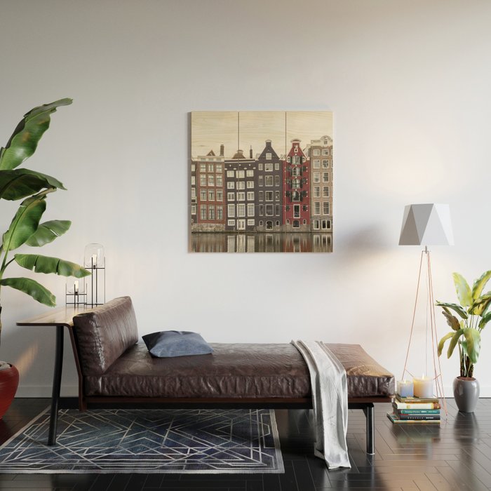 Buildings In Amsterdam City Picture | Dutch Canals Colorful Architecture Art Print | Europe Travel Photography Wood Wall Art Gallery Image 2