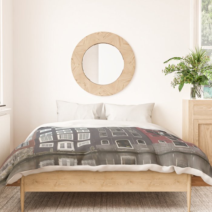 Buildings In Amsterdam City Picture | Dutch Canals Colorful Architecture Art Print | Europe Travel Photography Duvet Cover Gallery Image 3