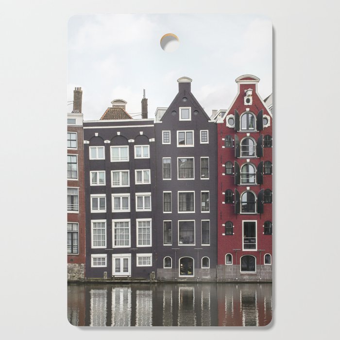 Buildings In Amsterdam City Picture | Dutch Canals Colorful Architecture Art Print | Europe Travel Photography Cutting Board Gallery Image 1