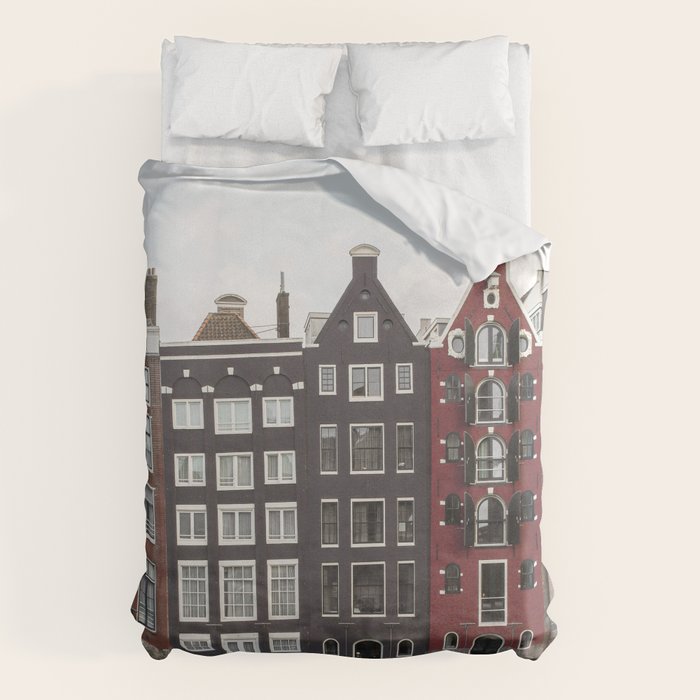 Buildings In Amsterdam City Picture | Dutch Canals Colorful Architecture Art Print | Europe Travel Photography Duvet Cover Gallery Image 6