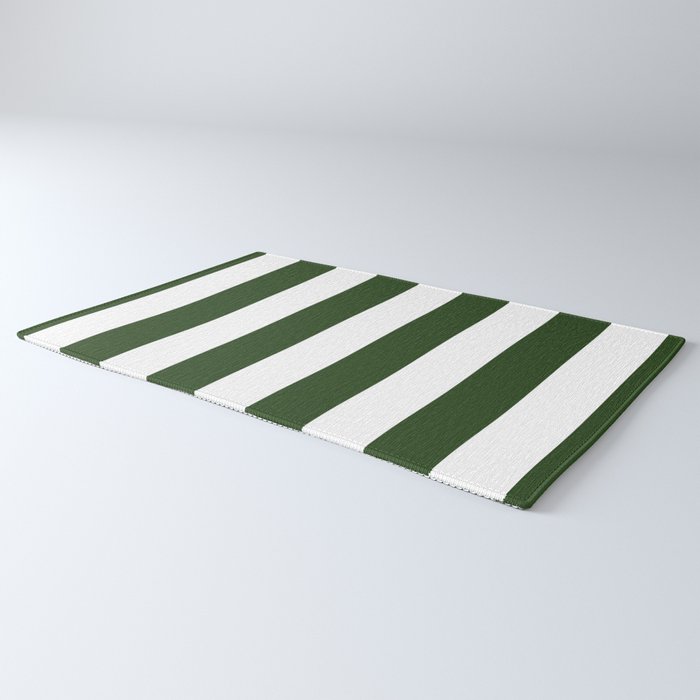Large Dark Forest Green and White Circus Tent Stripes Rug Gallery Image 3
