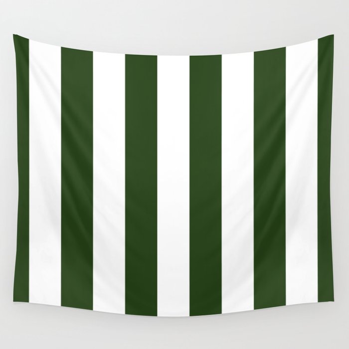 Large Dark Forest Green and White Circus Tent Stripes Wall Tapestry Gallery Image 4
