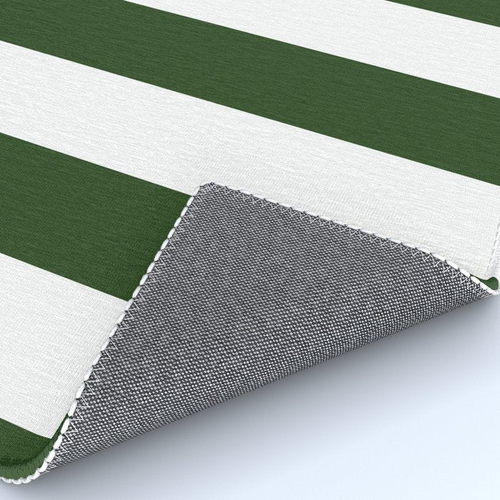 Large Dark Forest Green and White Circus Tent Stripes Rug Gallery Image 4