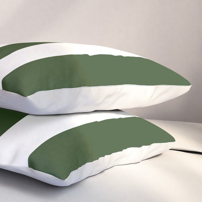 Large Dark Forest Green and White Circus Tent Stripes Pillow Sham Gallery Image 3