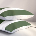 Large Dark Forest Green and White Circus Tent Stripes Pillow Sham Gallery Image 3
