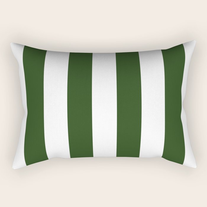 Large Dark Forest Green and White Circus Tent Stripes Rectangular Pillow Gallery Image 1