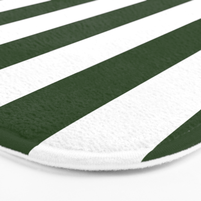 Large Dark Forest Green and White Circus Tent Stripes Bath Mat Gallery Image 3