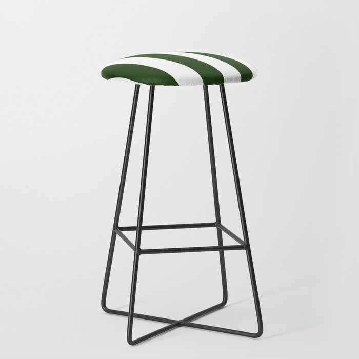 Large Dark Forest Green and White Circus Tent Stripes Stool Gallery Image 1