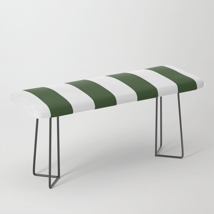 Large Dark Forest Green and White Circus Tent Stripes Bench Gallery Image 1
