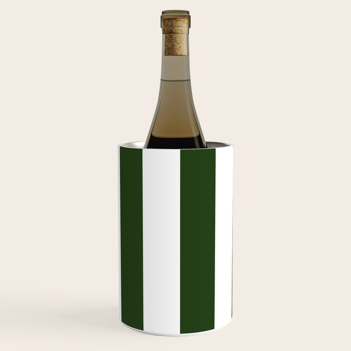 Large Dark Forest Green and White Circus Tent Stripes Wine Chiller Gallery Image 3