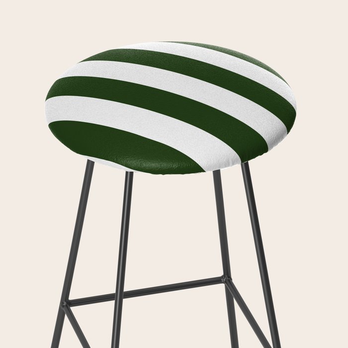 Large Dark Forest Green and White Circus Tent Stripes Stool Gallery Image 2