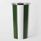 Large Dark Forest Green and White Circus Tent Stripes Travel Mug Gallery Image 1