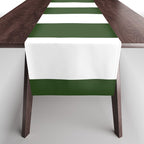 Large Dark Forest Green and White Circus Tent Stripes Table Runner Gallery Image 1