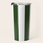 Large Dark Forest Green and White Circus Tent Stripes Travel Mug Gallery Image 3