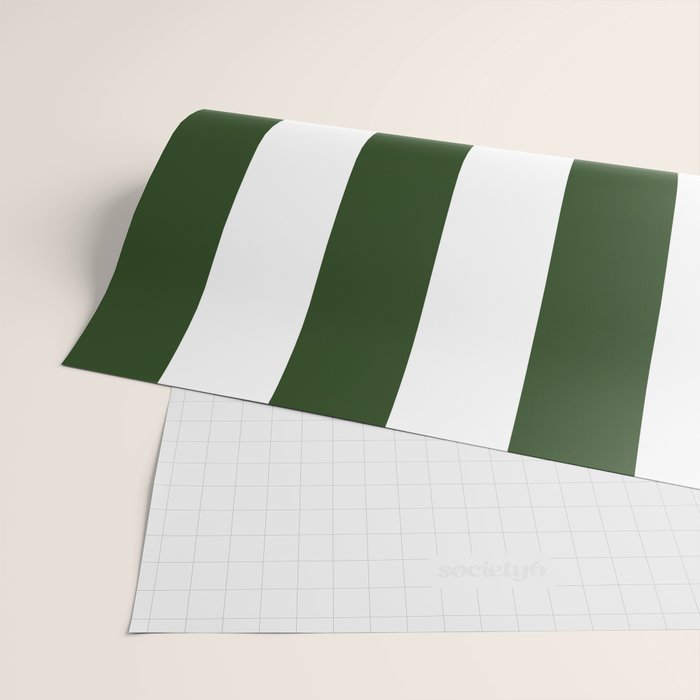 Large Dark Forest Green and White Circus Tent Stripes Wrapping Paper Gallery Image 2