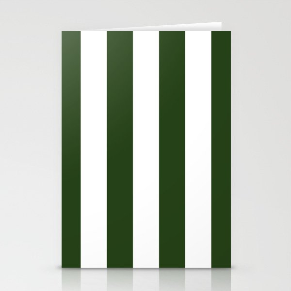 Large Dark Forest Green and White Circus Tent Stripes Stationery Card Gallery Image 2