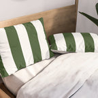 Large Dark Forest Green and White Circus Tent Stripes Pillow Sham Gallery Image 2