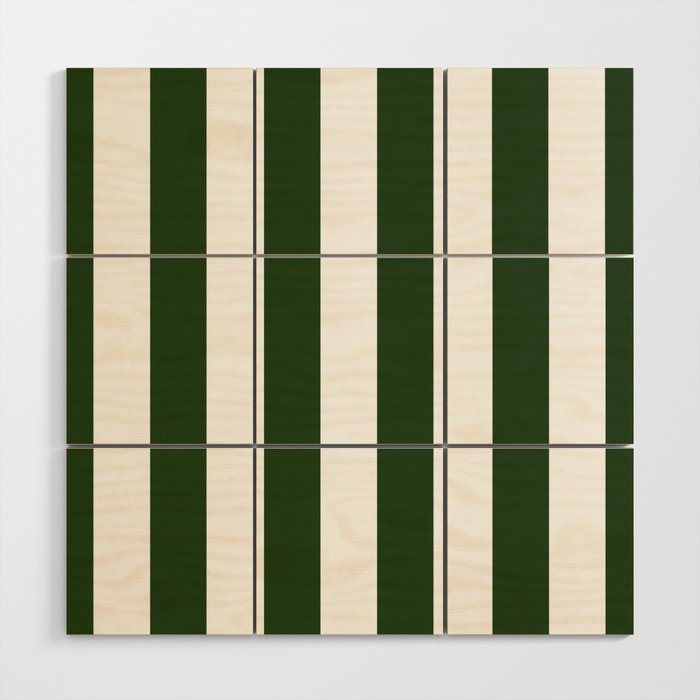 Large Dark Forest Green and White Circus Tent Stripes Wood Wall Art Gallery Image 1