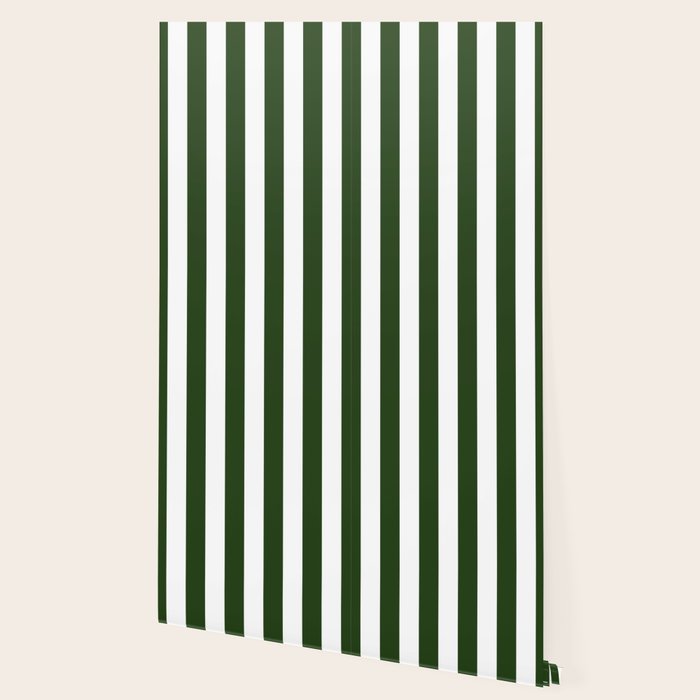 Large Dark Forest Green and White Circus Tent Stripes Wallpaper Gallery Image 2