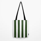 Large Dark Forest Green and White Circus Tent Stripes Tote Bag Gallery Image 2
