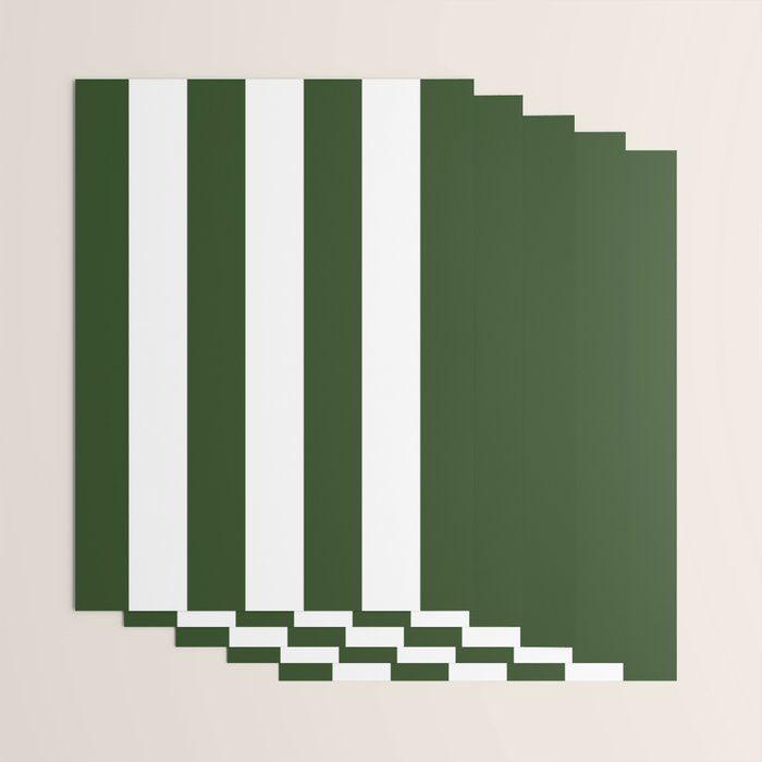 Large Dark Forest Green and White Circus Tent Stripes Wrapping Paper Gallery Image 3