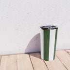 Large Dark Forest Green and White Circus Tent Stripes Travel Mug Gallery Image 4