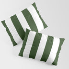 Large Dark Forest Green and White Circus Tent Stripes Pillow Sham Gallery Image 3