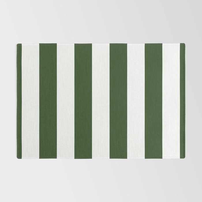 Large Dark Forest Green and White Circus Tent Stripes Rug Gallery Image 2
