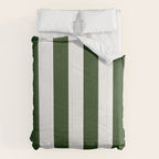 Large Dark Forest Green and White Circus Tent Stripes Comforter Gallery Image 6