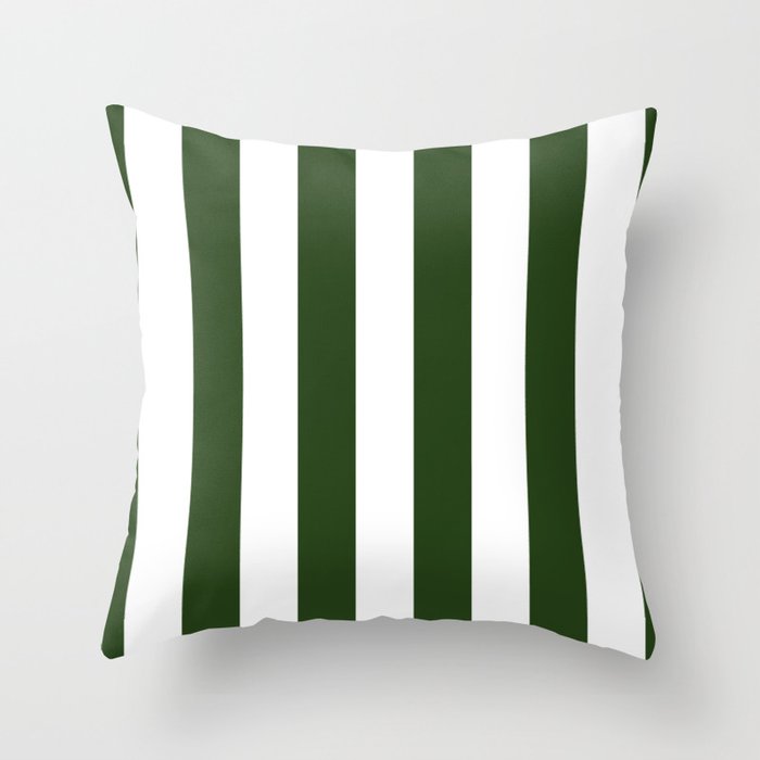 Large Dark Forest Green and White Circus Tent Stripes Throw Pillow Gallery Image 6