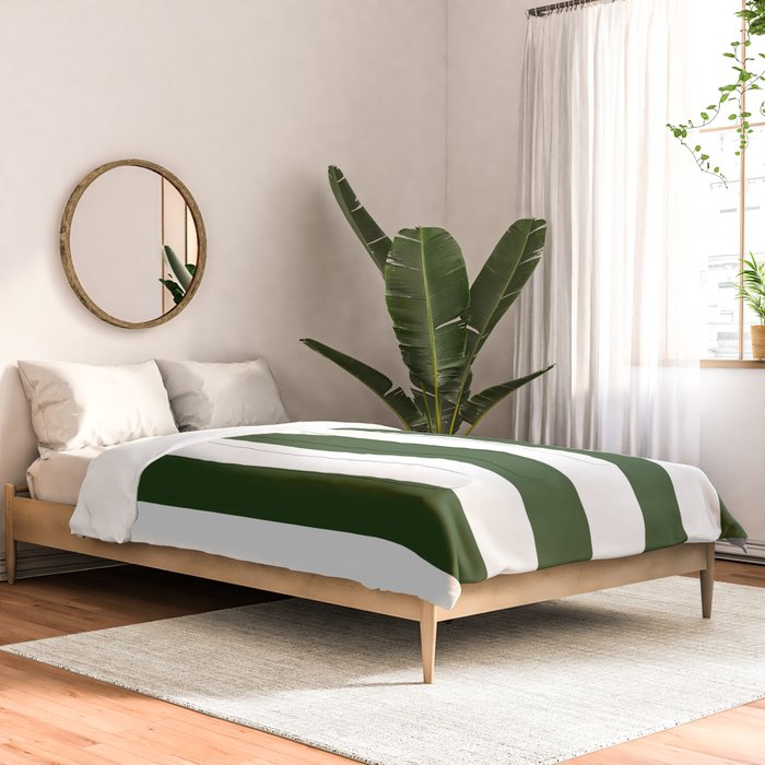 Large Dark Forest Green and White Circus Tent Stripes Comforter Gallery Image 2