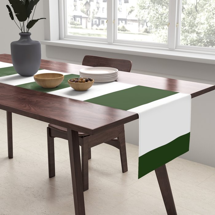 Large Dark Forest Green and White Circus Tent Stripes Table Runner Gallery Image 2