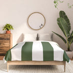 Large Dark Forest Green and White Circus Tent Stripes Comforter Gallery Image 3