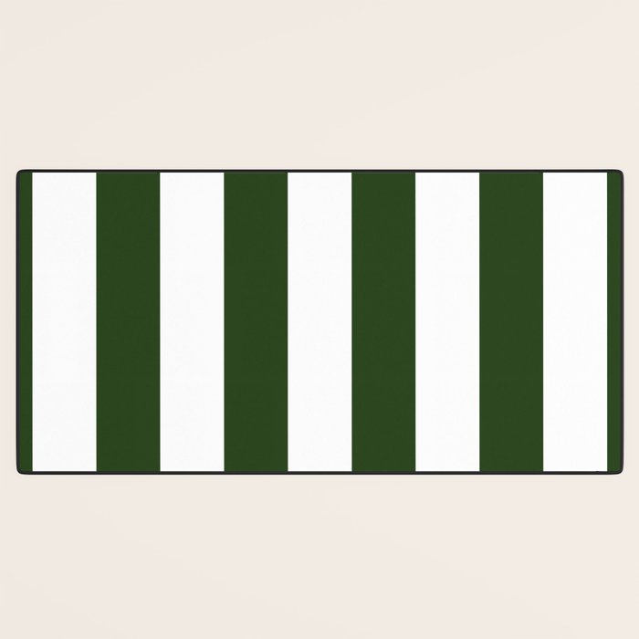 Large Dark Forest Green and White Circus Tent Stripes Desk Mat Gallery Image 3