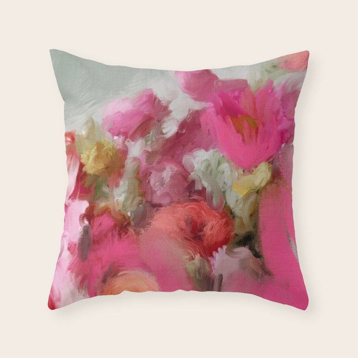 Bouquet floral abstract art Throw Pillow Gallery Image 1