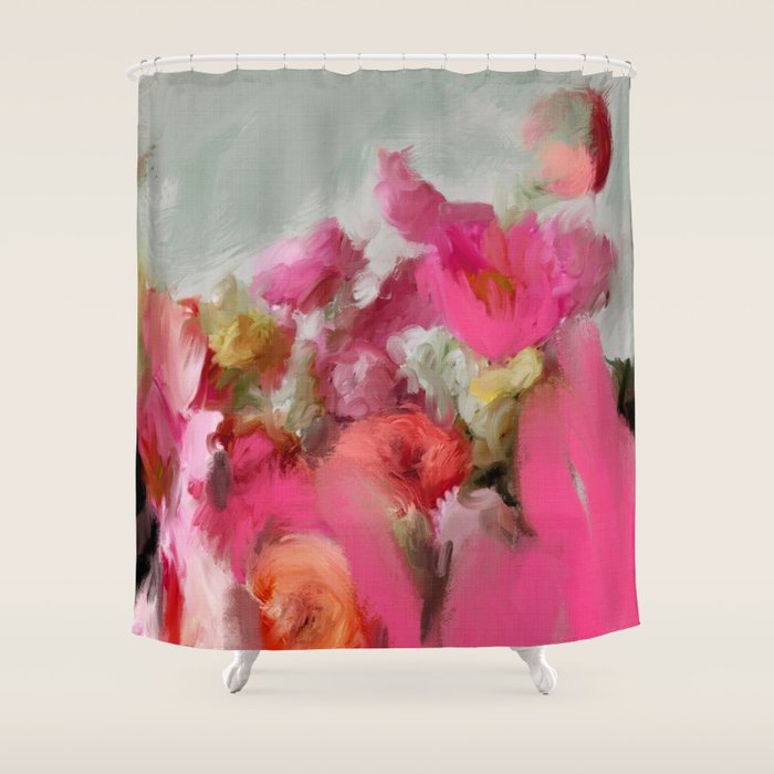 Bouquet floral abstract art Shower Curtain Gallery Image 1
